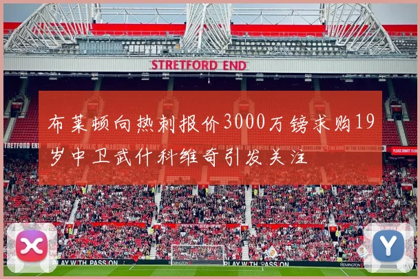 布莱顿向热刺报价3000万镑求购19岁中卫武什科维奇引发关注